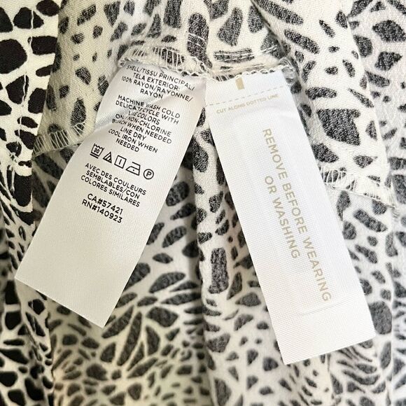 NWT Loft Tiered Midi Dress in Black and White Animal Print‎ Size XS Petite - Picture 8 of 9